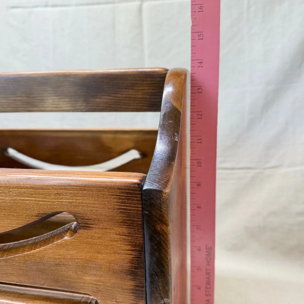 Vintage Wooden Magazine Rack Record Holder Mid Century Vinyl Storage Stand